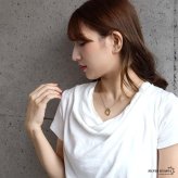 ステンレス オーバルネックレス ニュアンス 2カラー レディース ペンダント 楕円 中抜き 変形 曲線 メタル 艶感 華奢チェーン シンプル モダン 上品 きれいめ 大人 カジュアル アクセサリー ワンポイント 重ね付け おしゃれ