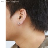 ハワイアンジュエリー ピアス ホワイトゴールド ピアス スタッドピアス ダイヤモンド 0.05ct カラット 一粒ダイヤ 片耳(1個)購入可 K14 14K シリコンキャッチ シンプル 20G ゲージ BY THE SEA バイザシー メンズ レディース プレゼント ハロウィン 【品番：GE105W】