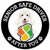 カーサイン 高齢者マーク SENIOR SAFE DRIVER ベドリントンテリア マグネット 強力 直径13cm 肉球 日本製 車 ステッカー