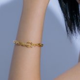 リンク チェーン ブレスレット シンプル お揃い ペアアクセ シルバー ゴールド ユニセックス Brass