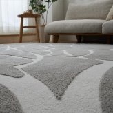 ラグ カーペット ウレタン入り ウレタン 190×240 3帖 3畳 レトロ 北欧 手洗いOK お洒落 北欧柄 ナチュラル 滑り止め 折りたたみ おしゃれ ホット 対応 床暖房対応 コンパクト収納 モダン グレー