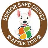 カーサイン 高齢者マーク SENIOR SAFE DRIVER ミニチュアブルテリア マグネット 強力 直径13cm 肉球 日本製 車 ステッカー
