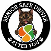 カーサイン 高齢者マーク SENIOR SAFE DRIVER サビ（べっ甲） マグネット 強力 直径13cm 肉球 日本製 車 ステッカー