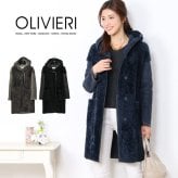 OLIVIERI/オリヴィエリ シェアード ムートン ロング コート ダブルフェイス フード付き イタリア製/レディース 毛皮 ファー ロングコート アウター 秋 冬 ギフト プレゼント 7F (01000692r)