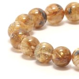 天然石ブレスレット 【濃厚な色合いと存在感が魅せる】12mm 太陽放射ルチルクォーツ 一点物【GHB177】43ｇ 浄化発送京海堂