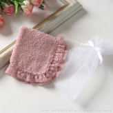 日本製 レースハンカチ タオル ハンカチ 巾着付き おしゃれ かわいい レディース 上品 綿100％ 上品 ブラック ギフト 吸水性 プチギフト LALUICE