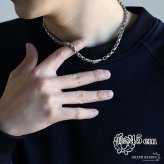 シルバー925 梵字 六字真言 ペーパーチェーン 幅5mm シルバー ネックレスチェーン 重厚 二重ロック シルバーネックレス メンズ 男性 金属アレルギー対応