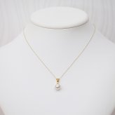 ［pearl589］ 8mm - 8.5mm ホワイトピンク ペンダント ダイヤモンド付 あこや真珠 0.01ct