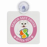 カーサイン 高齢者マーク SENIOR SAFE DRIVER チンチラ 車内用 吸盤タイプ 収れん火災防止タイプ 肉球 日本製 車 ステッカー