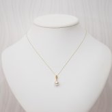 ［pearl582］ 8mm - 8.5mm ホワイトピンク ペンダント ダイヤモンド付 あこや真珠 0.01ct