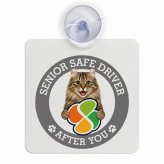 カーサイン 高齢者マーク SENIOR SAFE DRIVER アメリカンカール 車内用 吸盤タイプ 収れん火災防止タイプ 肉球 日本製 車 ステッカー