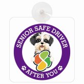 カーサイン 高齢者マーク SENIOR SAFE DRIVER マルックス 車内用 吸盤タイプ 収れん火災防止タイプ 肉球 日本製 車 ステッカー