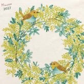 カレンダー 2027 キッチンクロスカレンダー 花 壁掛け 年間 ポスター おしゃれ かわいい タペストリー 壁 2027年 飾り 新作 令和9年暦 フラワー 鳥 トリ バード ミモザ ネモフィラ 手書き風 アネモネ アイビー
