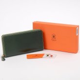 ベリーズヨーク　BELLIES YORK　ラウンドファスナー長財布　BYTM1878GR　グリーン　ベジタブルタンニン　イタリアンレザー　牛革　”エイジングを楽しむ革小物”