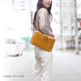 牛革 ショルダーバッグ レディース 日本製 本革 HALEINE シュリンク レザー ボディバッグ 斜めがけ ブランド かばん 大人 革 きれいめ 本革 ギフト プレゼント 4FB (07000408r)
