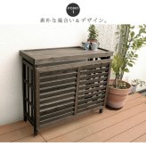 逆ルーバー室外機カバー ブラウンダークブラウンホワイトグレー エアコンカバー 簡単組立 日よけ 省エネ 排熱 節電 節約 棚 枠 屋外 ガーデニング 目隠し 木製 天然木 園芸 庭 ベランダ バルコニー 白 おしゃれ