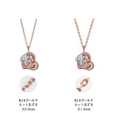 ゴールド ネックレス ハワイアンジュエリー ネックレス 刻印 無料 誕生石入れ可 Wハート 14K K14ピンク＆ホワイトゴールド カットあずきチェーン太1.4mm ギフトラッピング可能 彼女 妻 女性 レディース プレゼント ハロウィン 【品番：CG-GP101PW-CH1020】