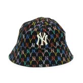 エムエルビーコリア MLB Korea バケットハット 帽子 ニューヨーク ヤンキース モノグラム レインボー ドーム 32CPH4111 50L メンズ レディース ユニセックス ブラック+レインボー 海外正規品