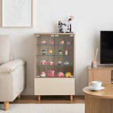 推し活 棚 推し活収納 コレクションケース 幅50cm ガラスケース フィギュアケース 引き出し付き 可動棚 アクスタ収納 木目調
