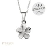 ゴールド ネックレス ハワイアンジュエリー ネックレス ホワイトゴールド ネックレス プルメリア 14K K14ホワイトゴールド ダイヤモンド ジルコニア K10 10Kあずきチェーン太0.7mm ギフトラッピング可能 彼女 妻 女性 レディース プレゼント ハロウィン 【品番：CG-GP109W】