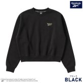 Reebok リーボック トレーナー レディース RL-6500 スウェット クロップド ショート丈 長袖 クルーネック 裏起毛 暖かい ロゴ 刺繍 防寒 スタイルアップ スポーツ カジュアル ファッション トレーニング M L LL 黒 2026FW Karlas
