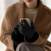 手袋 レディース レザーグローブ スマホ対応 ラビット ファー トリミング ラム 本革 グレージュ ボルドー キャメル ブラウン ブラック 黒 【ネコポスで送料無料】暖かい スマートフォン タッチパネル 母 女性 ギフト プレゼント 7F (04000062r)