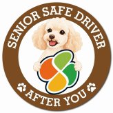 カーサイン 高齢者マーク SENIOR SAFE DRIVER ミディアムプードル マグネット 強力 直径13cm 肉球 日本製 車 ステッカー