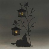 シルエットソーラー ライト Tree＆Dog 2灯 ソーラーライト 屋外 LED ガーデンライト 庭 玄関 おしゃれ 防雨仕様 置物 オブジェ ガーデニング エクステリア ライトアップ センサーライト セトクラフト