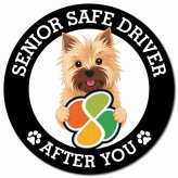 カーサイン 高齢者マーク SENIOR SAFE DRIVER ノーリッチテリア マグネット 強力 直径13cm 肉球 日本製 車 ステッカー