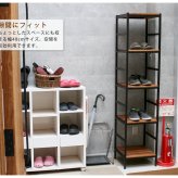 ラック 木製 アイアン シェルフ ブリック brick シリーズ5段 40×40×175 PRU-4040175 天然木 簡単組立 モダン アンティーク カフェ 収納 ウッド インテリア 棚 ブラウン オープン リビング 北欧 新生活