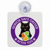カーサイン 高齢者マーク SENIOR SAFE DRIVER ボンベイ 車内用 吸盤タイプ 収れん火災防止タイプ 肉球 日本製 車 ステッカー