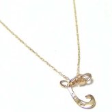 イニシャル ネックレス K18 ゴールド ダイヤモンド 0.01ct ペンダント アルファベット T 一粒ダイヤ レディース アクセサリー 18金 誕生日 プレゼント ギフト