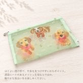 日本製 犬柄 プリント メッシュ フラットポーチ 小物入れ 化粧ポーチ コスメポーチ バッグインポーチ 犬グッズ アーンジョー ネコポス便発送