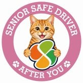 カーサイン 高齢者マーク SENIOR SAFE DRIVER 茶トラ ステッカー シール 直径13cm 肉球 日本製 車