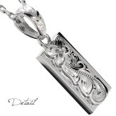 ハワイアンジュエリー ネックレス スクロール シルバー ネックレス 刻印 無料 誕生石入れ可 ダブル プレート Sサイズ 30.5mm ロジウムコーティング シルバー925 ギフトラッピング可能 メンズ レディース ハロウィン 【品番：CG-SP310】