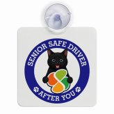 カーサイン 高齢者マーク SENIOR SAFE DRIVER 黒 車内用 吸盤タイプ 収れん火災防止タイプ 肉球 日本製 車 ステッカー