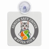 カーサイン 高齢者マーク SENIOR SAFE DRIVER サバトラ 車内用 吸盤タイプ 収れん火災防止タイプ 肉球 日本製 車 ステッカー