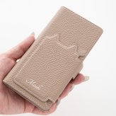 多機能対応 スマホケース 手帳型 【 クイックカードポケット付き ねこフラップ -クラシック- 】 ミラー付き スタンド 名入れ くすみカラー プレゼント iPhone Google