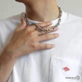 ステンレス マンテルネックレス ごつめ 長小豆 コマ長 チェーンネックレス シルバー 重厚感 シンプル 存在感 メタル お洒落 スクエア メンズ 男性 金属アレルギー対応