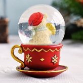 スノードーム ティーカップ ベア レッド スモール ミニ クリスマス Xmas 飾り 冬 クマ オブジェ snow dome