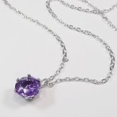 シルバー枠 アメジスト一粒ペンダントネックレス 約0.8ct天然石 SILVER925小豆チェーン40cm 2月の誕生石【送料無料】【レディース,激安,特価,通販】