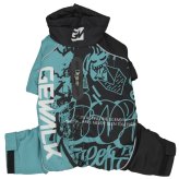 ジウォーク GEWALK タイポグラフィ ドリズル サーマル オーバーオール 犬服 BM ターコイズ