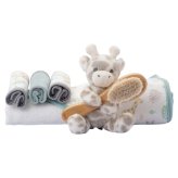 The Little Linen Company バスギフトセット TLLC Bath Gift Set ぬいぐるみとベビー雑貨（ベビー用ぬいぐるみ ミニタオル 3枚 ヘアブラシ 1個 フード付きタオル）ギフト プレゼント 出産祝い