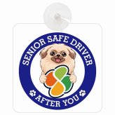カーサイン 高齢者マーク SENIOR SAFE DRIVER ペキニーズ 車内用 吸盤タイプ 収れん火災防止タイプ 肉球 日本製 車 ステッカー