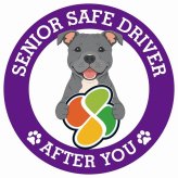 カーサイン 高齢者マーク SENIOR SAFE DRIVER スタッフォードシャーブルテリア ステッカー シール 直径13cm 肉球 日本製 車