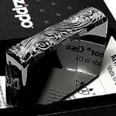 ZIPPO アーマー 三面彫刻 ストリームエングレーブ ブラックニッケルミラー ジッポ ライター 両面加工 シャインレイカット アラベスク 黒 おしゃれ 重厚 高級 メンズ かっこいい ギフト プレゼント