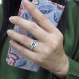 アンティーク調 ブルートパーズリング ミル打ち 指輪 K18