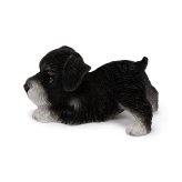 犬の置物 woobia ウービア かまえるシュナウザー 黒白 小 子犬 10cm 手のひらサイズ リアル動物オーナメント イギリス職人手彩色 玄関 デスク インテリア 縁起物 誕生日 お礼 退職祝い 新築祝い お祝い ギフト プレゼント かわいい