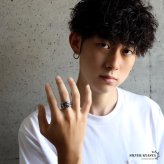 ステンレス 編み込みリング ワイド メッシュ 燻し 指輪 メンズ 透かし 立体的 網目 ボリューム ごつめ 重厚感 無骨 クール ロック パンク バイカー アメカジ ストリート モード 個性的 アクセサリー 金属アレルギー対応
