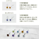 セカンドピアス つけっぱなし プラチナ ピアス 特針 軸太0.8mm ロングポスト12mm 天然石 2.5mm PT900 一粒 8種類 金属アレルギー対応 品質保証書 MIRAI 片耳 1個売り
